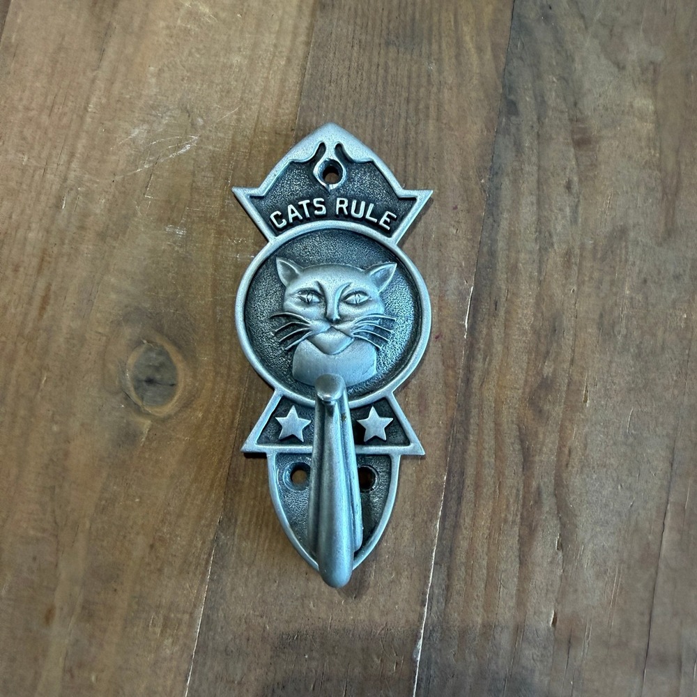 Baxter & Charming Cats Rule Silver Tone Cat Wall Hook Decorative Hanger